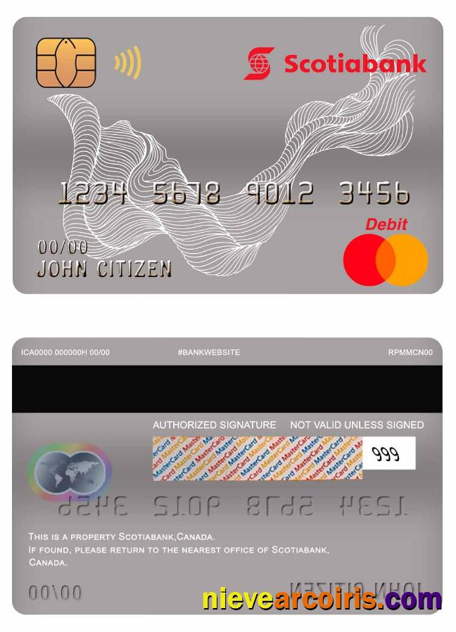 Canada Scotiabank mastercard debit card